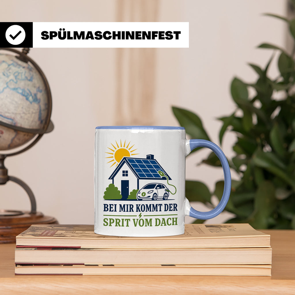 Solar Tasse Bei mir kommt der Sprit vom Dach - Geschenk für  – Blau [farbe:blau]