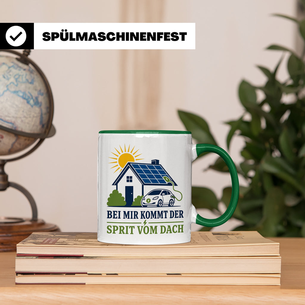Solar Tasse Bei mir kommt der Sprit vom Dach - Geschenk für  – Grün [farbe:grün]