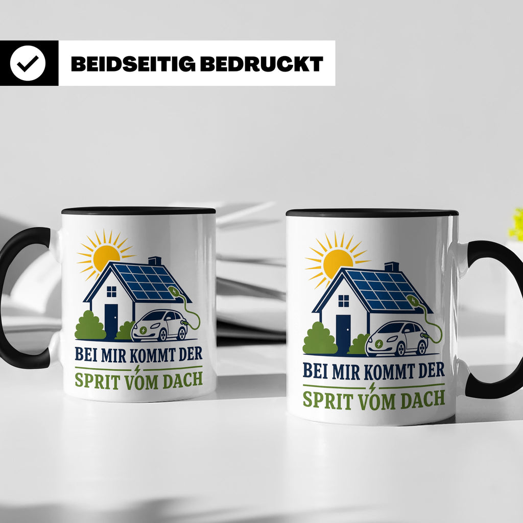 Solar Tasse Bei mir kommt der Sprit vom Dach - Geschenk für  – Schwarz [farbe:schwarz]