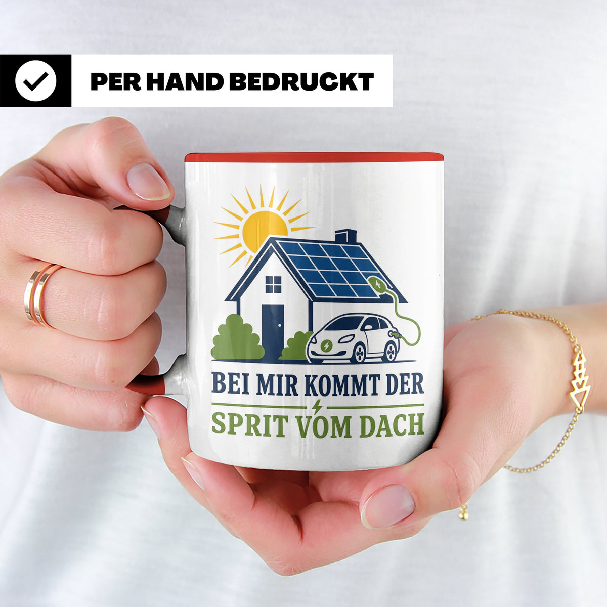 Solar Tasse Bei mir kommt der Sprit vom Dach - Geschenk für  – Rot [farbe:rot]