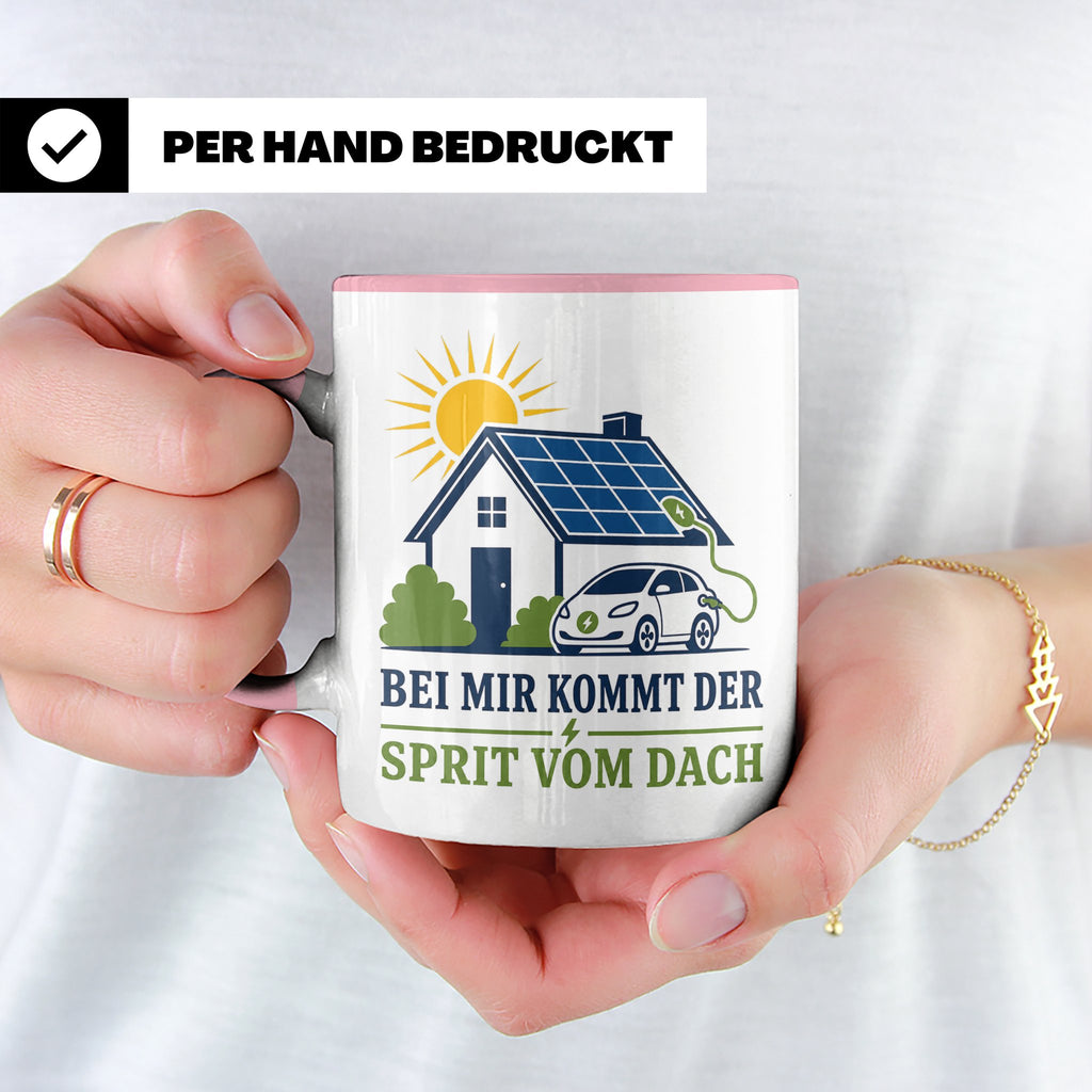 Solar Tasse Bei mir kommt der Sprit vom Dach - Geschenk für  – Rosa [farbe:rosa]