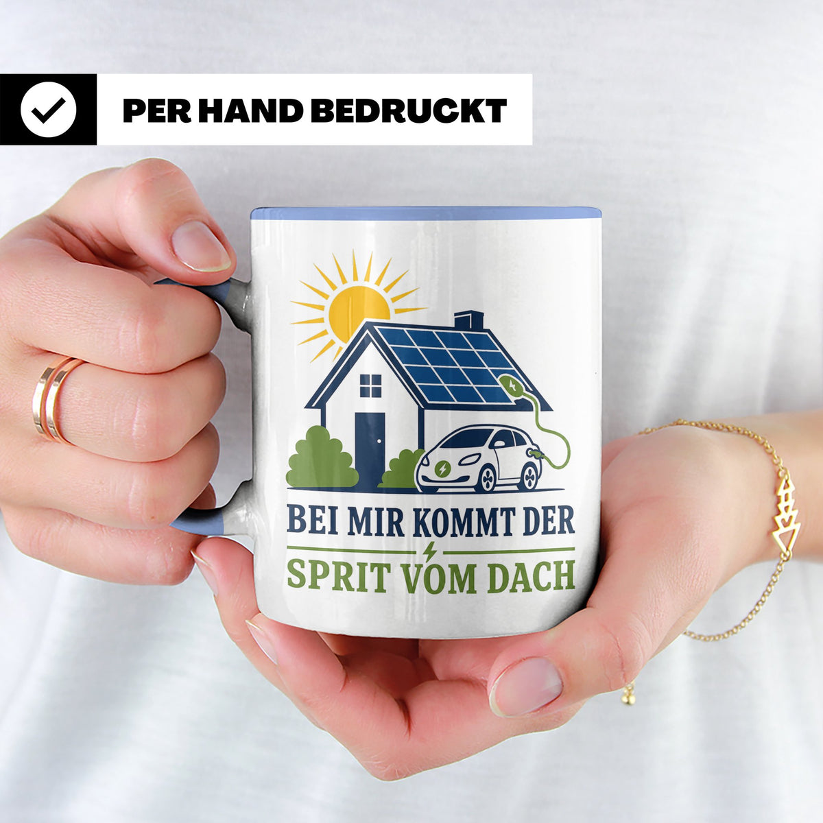 Solar Tasse Bei mir kommt der Sprit vom Dach - Geschenk für  – Blau [farbe:blau]