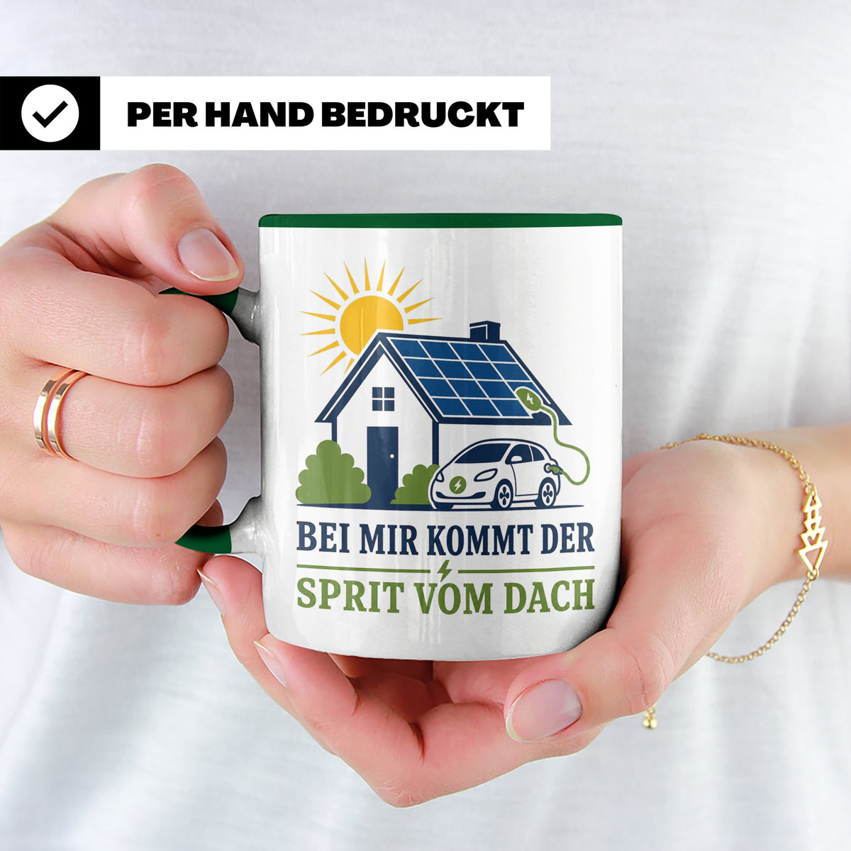 Solar Tasse Bei mir kommt der Sprit vom Dach - Geschenk für  – Grün [farbe:grün]