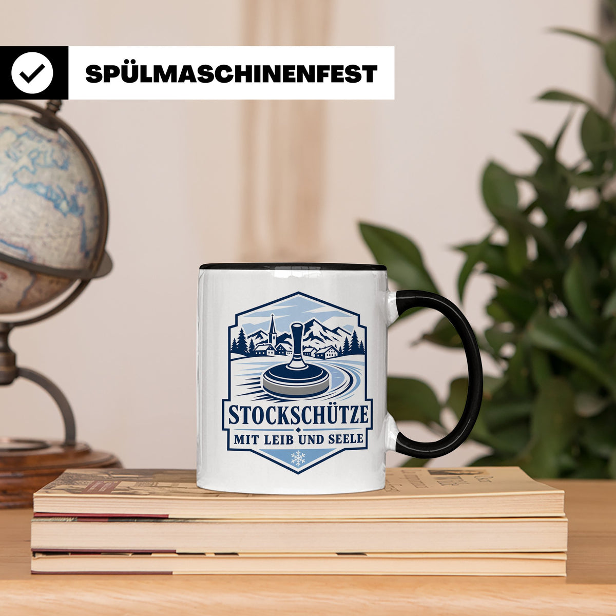 Eisstockschießen Tasse Stockschütze mit Leib und Seele - Ges – Schwarz [farbe:schwarz]