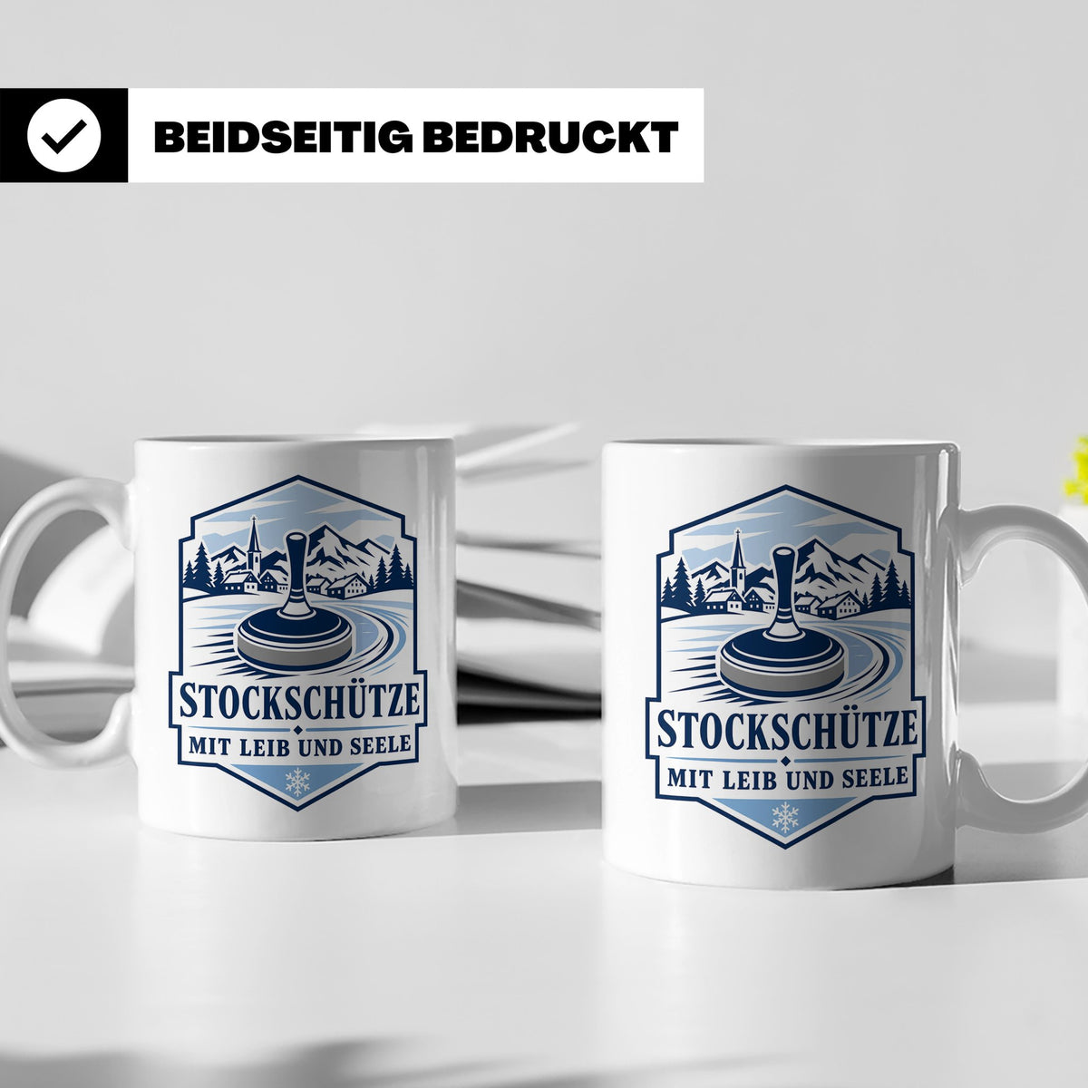 Eisstockschießen Tasse Stockschütze mit Leib und Seele - Ges – Weiß [farbe:weiß]