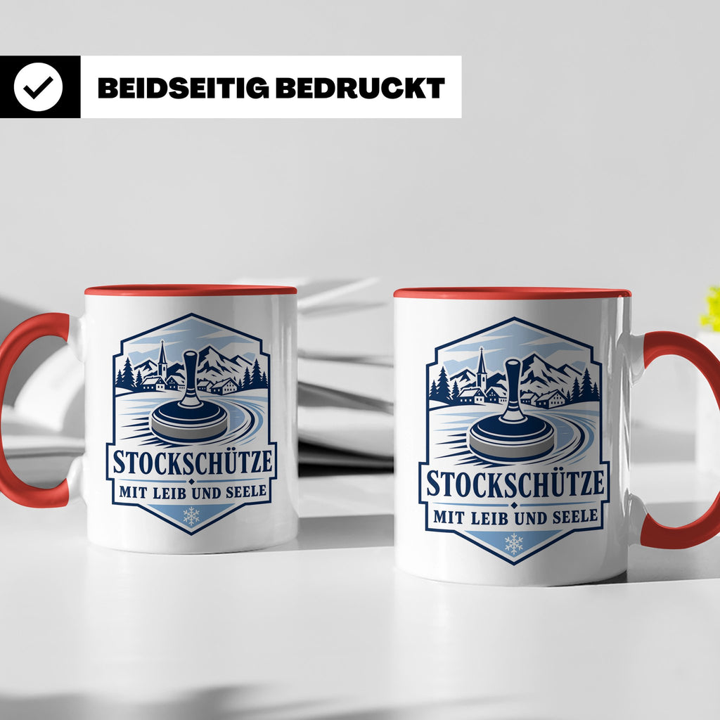Eisstockschießen Tasse Stockschütze mit Leib und Seele - Ges – Rot [farbe:rot]
