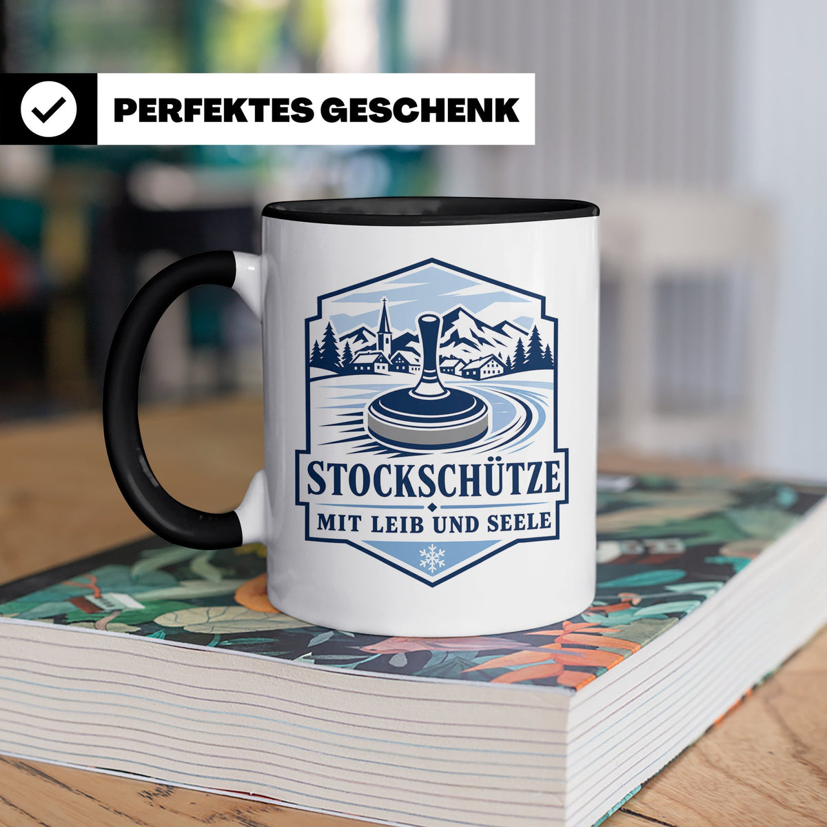 Eisstockschießen Tasse Stockschütze mit Leib und Seele - Ges – Schwarz [farbe:schwarz]
