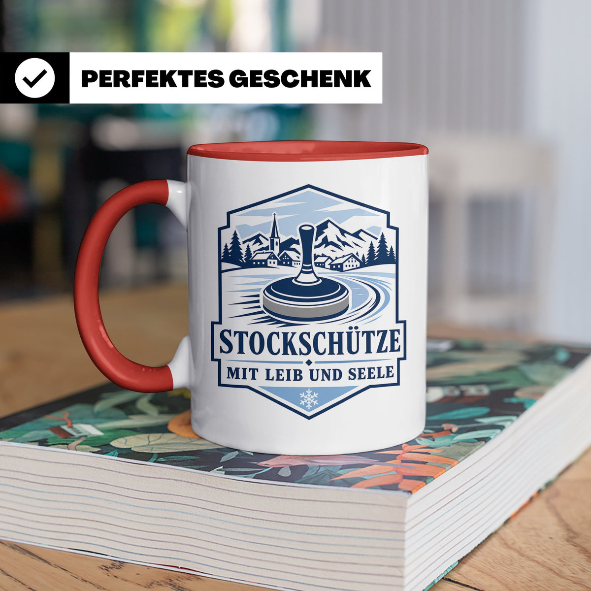 Eisstockschießen Tasse Stockschütze mit Leib und Seele - Ges – Rot [farbe:rot]