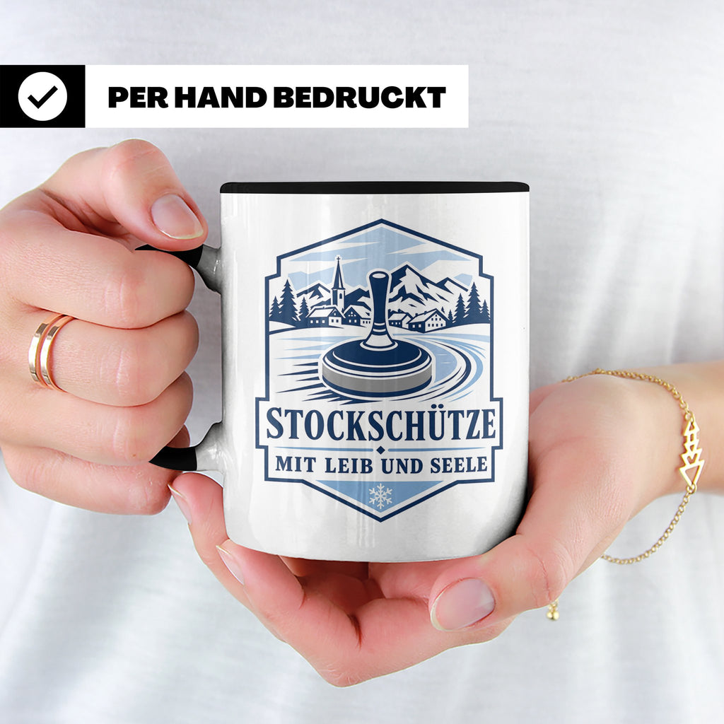 Eisstockschießen Tasse Stockschütze mit Leib und Seele - Ges – Schwarz [farbe:schwarz]