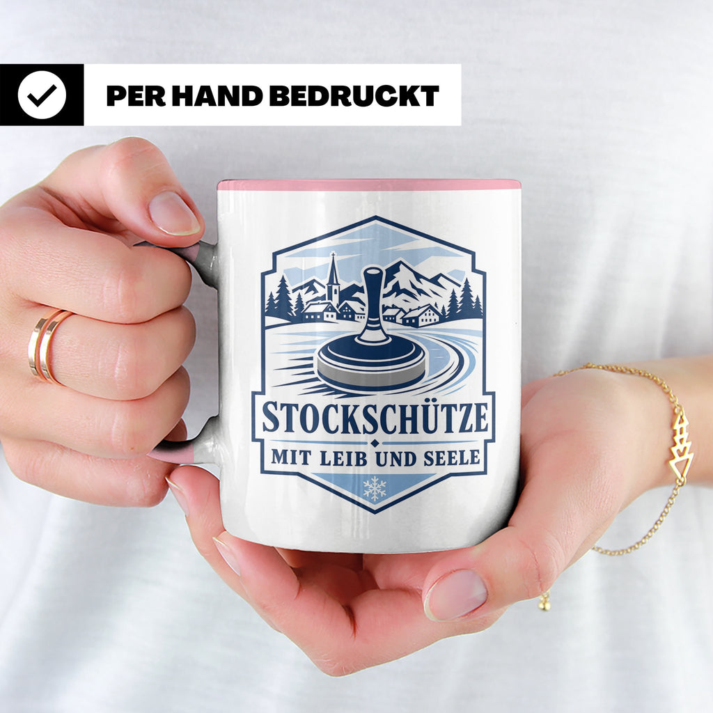 Eisstockschießen Tasse Stockschütze mit Leib und Seele - Ges – Rosa [farbe:rosa]