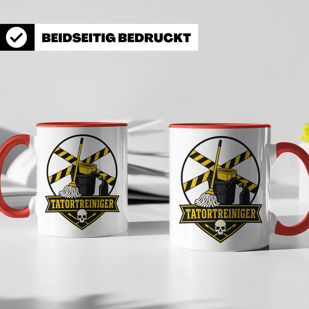 Tatortreiniger Tasse - Lustiges Geschenk für Reinigungskraft – Rot [farbe:rot]