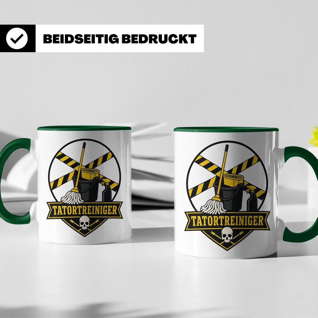 Tatortreiniger Tasse - Lustiges Geschenk für Reinigungskraft – Grün [farbe:grün]