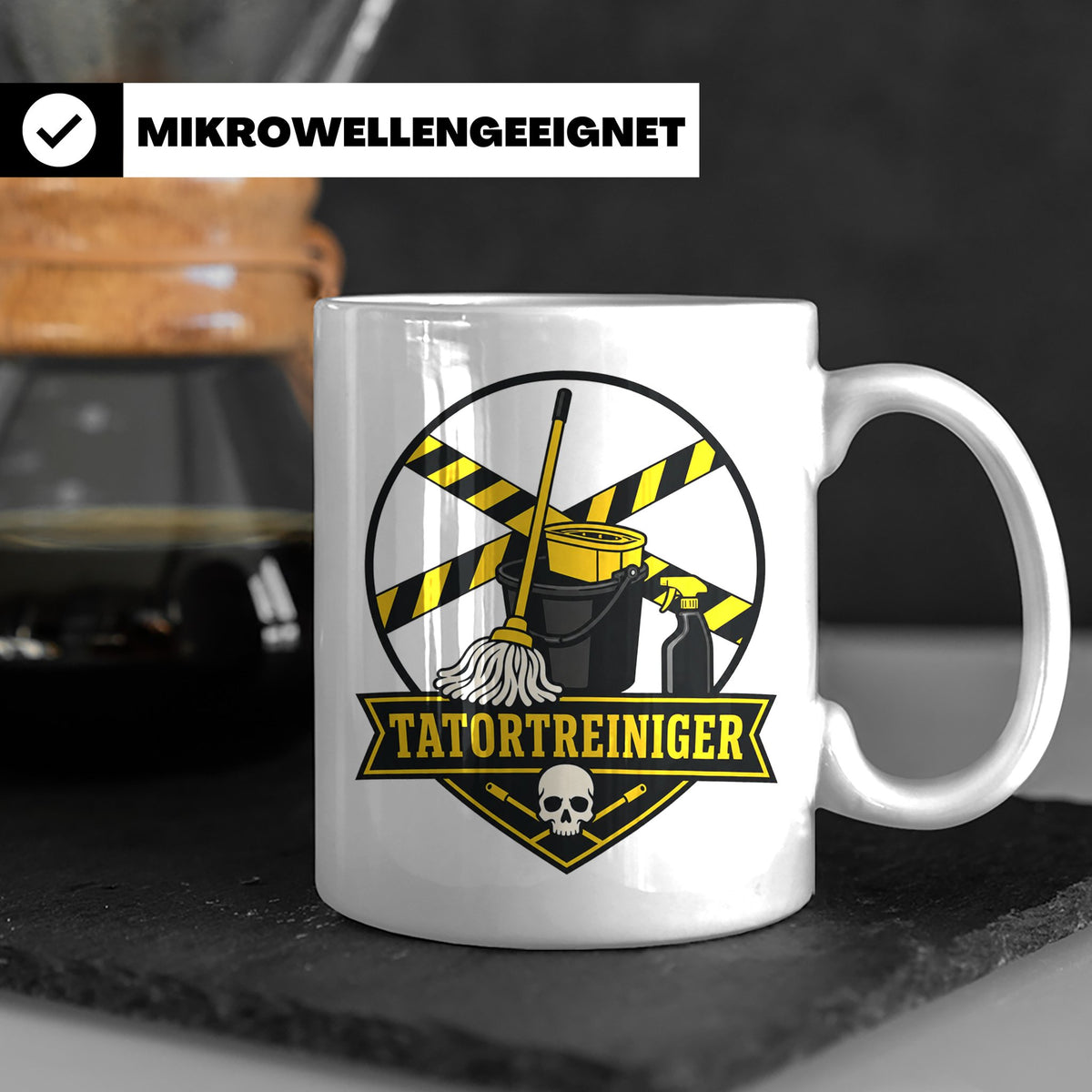 Tatortreiniger Tasse - Lustiges Geschenk für Reinigungskraft – Weiß [farbe:weiß]
