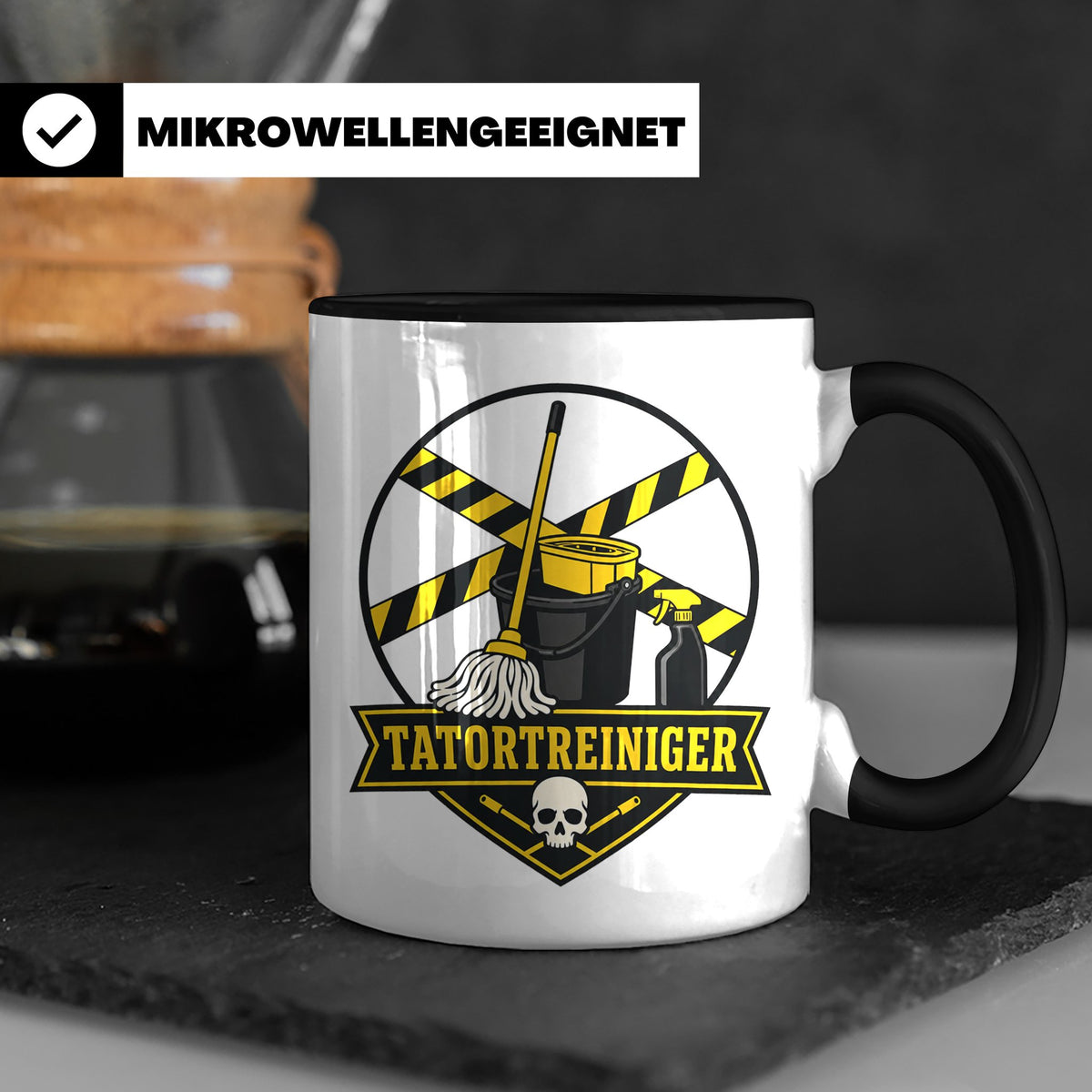 Tatortreiniger Tasse - Lustiges Geschenk für Reinigungskraft – Schwarz [farbe:schwarz]