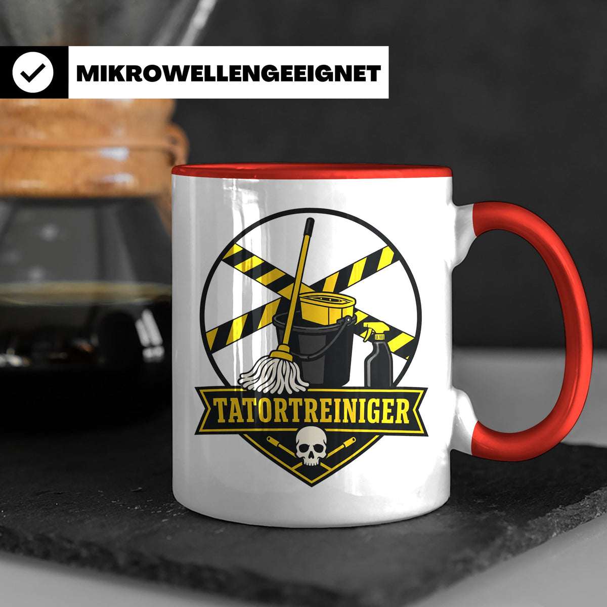 Tatortreiniger Tasse - Lustiges Geschenk für Reinigungskraft – Rot [farbe:rot]