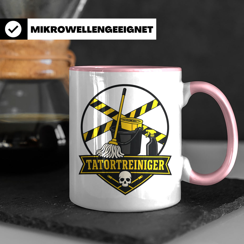 Tatortreiniger Tasse - Lustiges Geschenk für Reinigungskraft – Rosa [farbe:rosa]