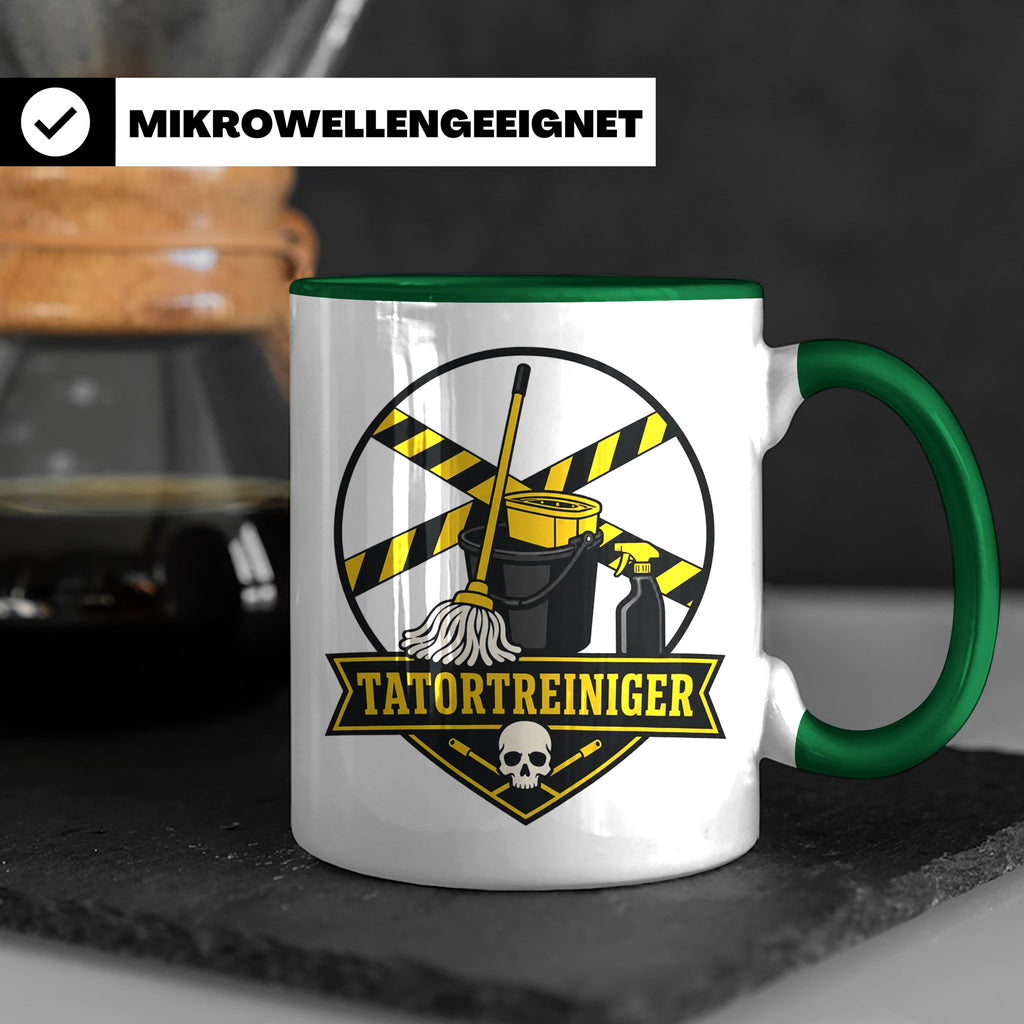 Tatortreiniger Tasse - Lustiges Geschenk für Reinigungskraft – Grün [farbe:grün]