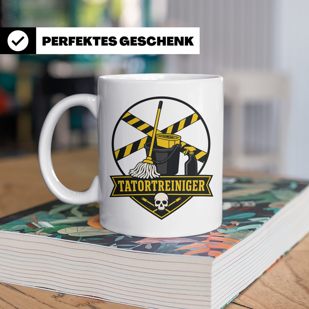Tatortreiniger Tasse - Lustiges Geschenk für Reinigungskraft – Weiß [farbe:weiß]