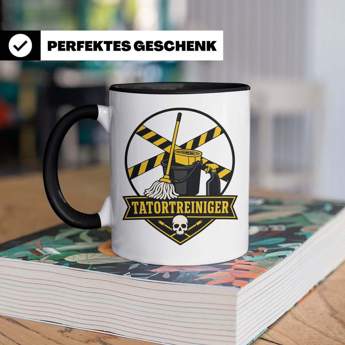 Tatortreiniger Tasse - Lustiges Geschenk für Reinigungskraft – Schwarz [farbe:schwarz]
