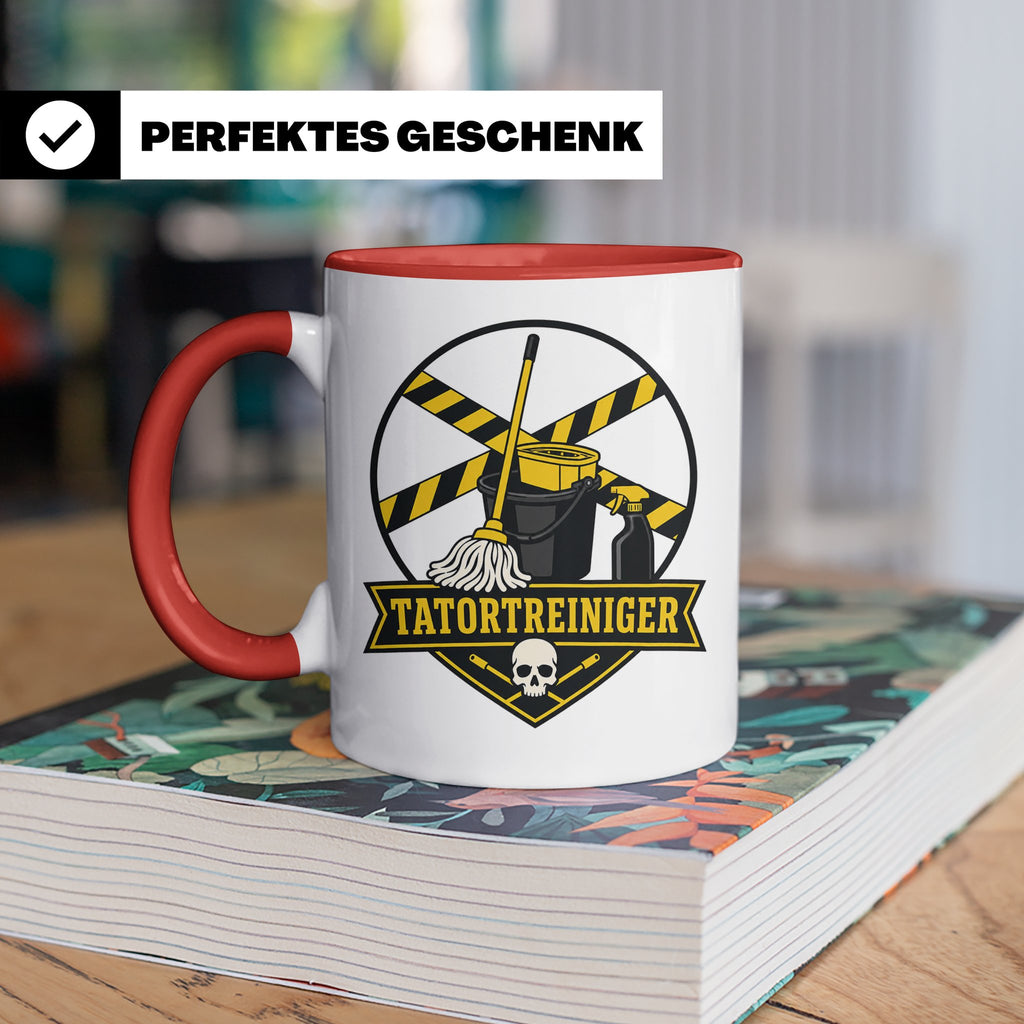 Tatortreiniger Tasse - Lustiges Geschenk für Reinigungskraft – Rot [farbe:rot]