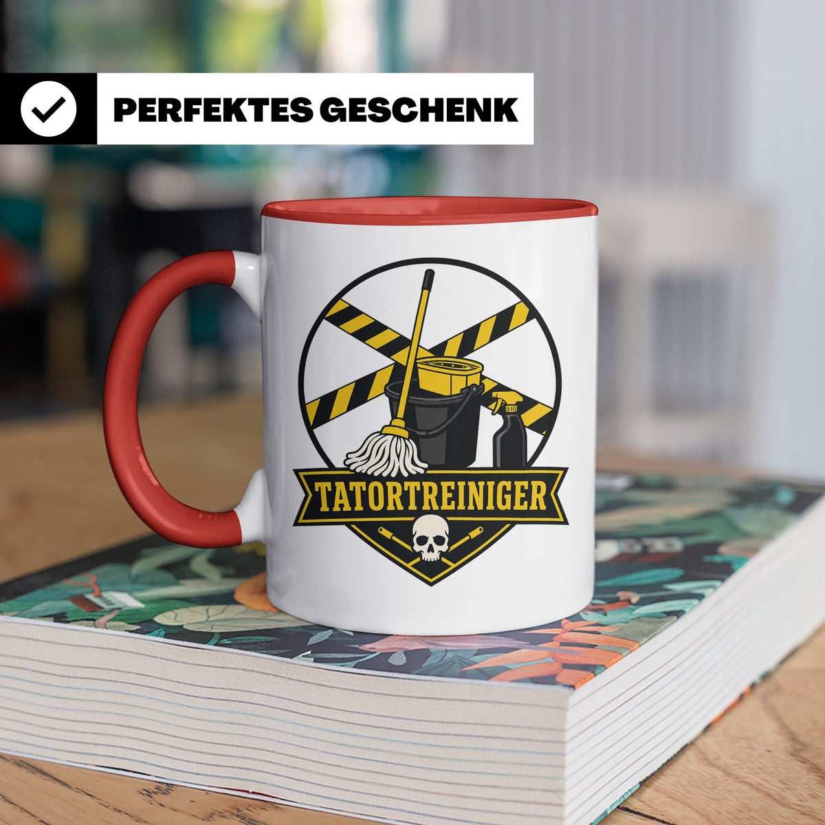 Tatortreiniger Tasse - Lustiges Geschenk für Reinigungskraft – Rot [farbe:rot]