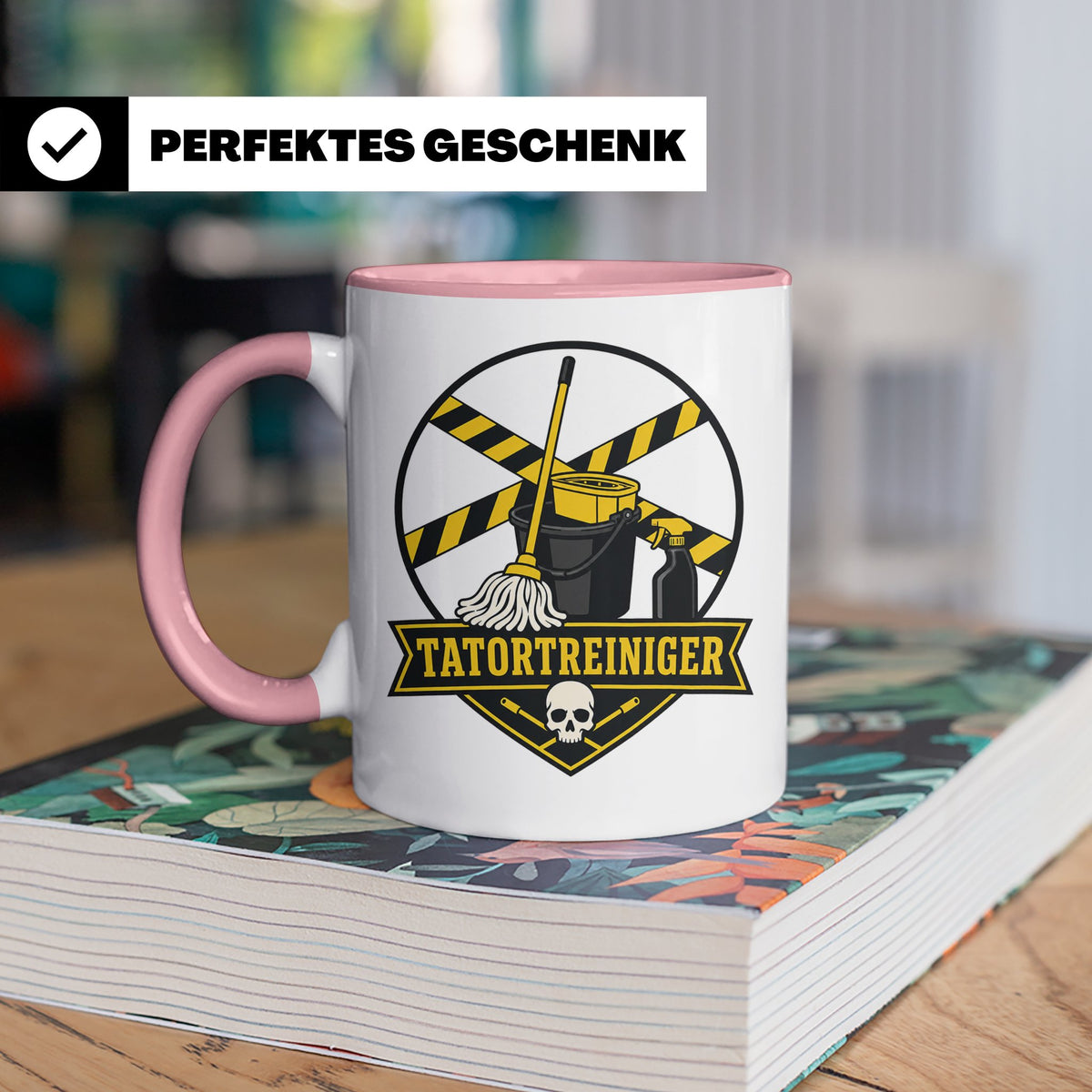 Tatortreiniger Tasse - Lustiges Geschenk für Reinigungskraft – Rosa [farbe:rosa]