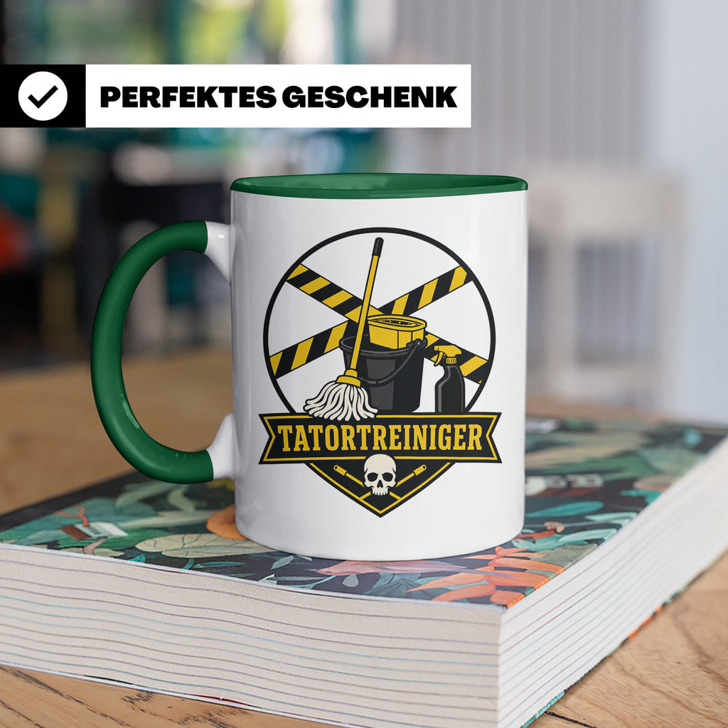 Tatortreiniger Tasse - Lustiges Geschenk für Reinigungskraft – Grün [farbe:grün]
