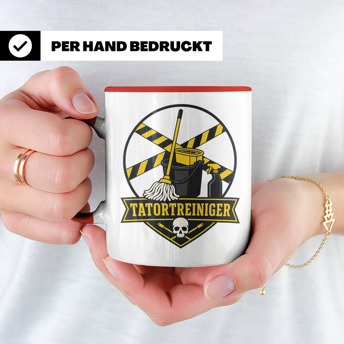 Tatortreiniger Tasse - Lustiges Geschenk für Reinigungskraft – Rot [farbe:rot]