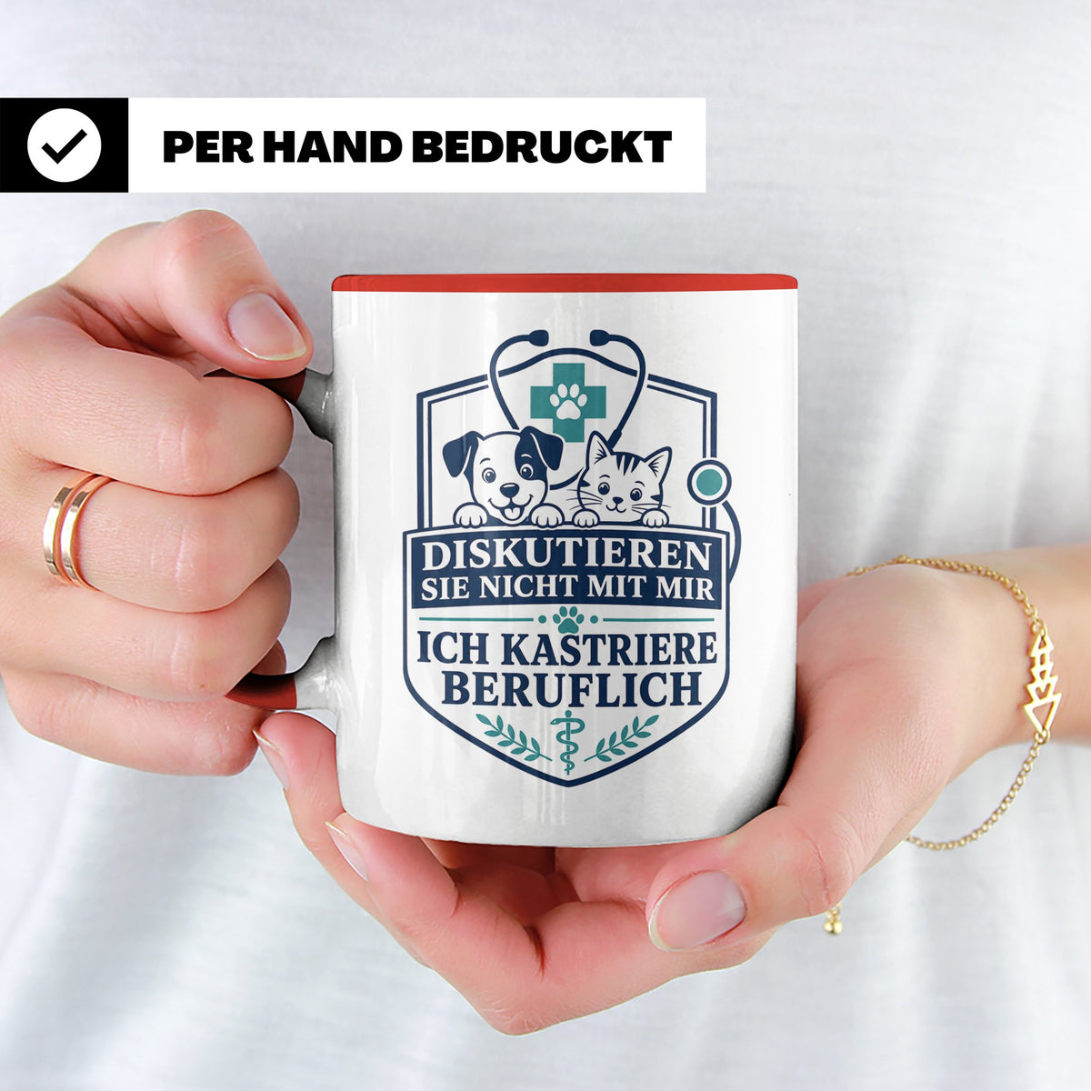 Tierarzt Tasse Diskutieren Sie nicht mit mir ich kastriere b – Rot [farbe:rot]