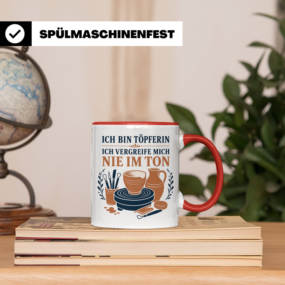 Töpfern Tasse Ich bin Töpferin ich vergreife mich nie im Ton – Rot [farbe:rot]