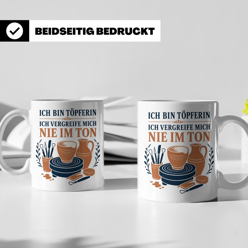 Töpfern Tasse Ich bin Töpferin ich vergreife mich nie im Ton – Weiß [farbe:weiß]