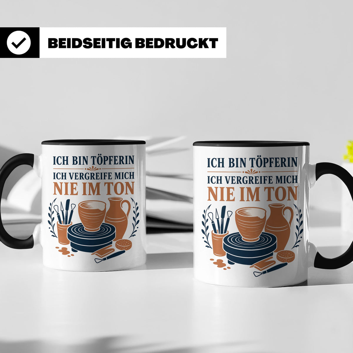 Töpfern Tasse Ich bin Töpferin ich vergreife mich nie im Ton – Schwarz [farbe:schwarz]