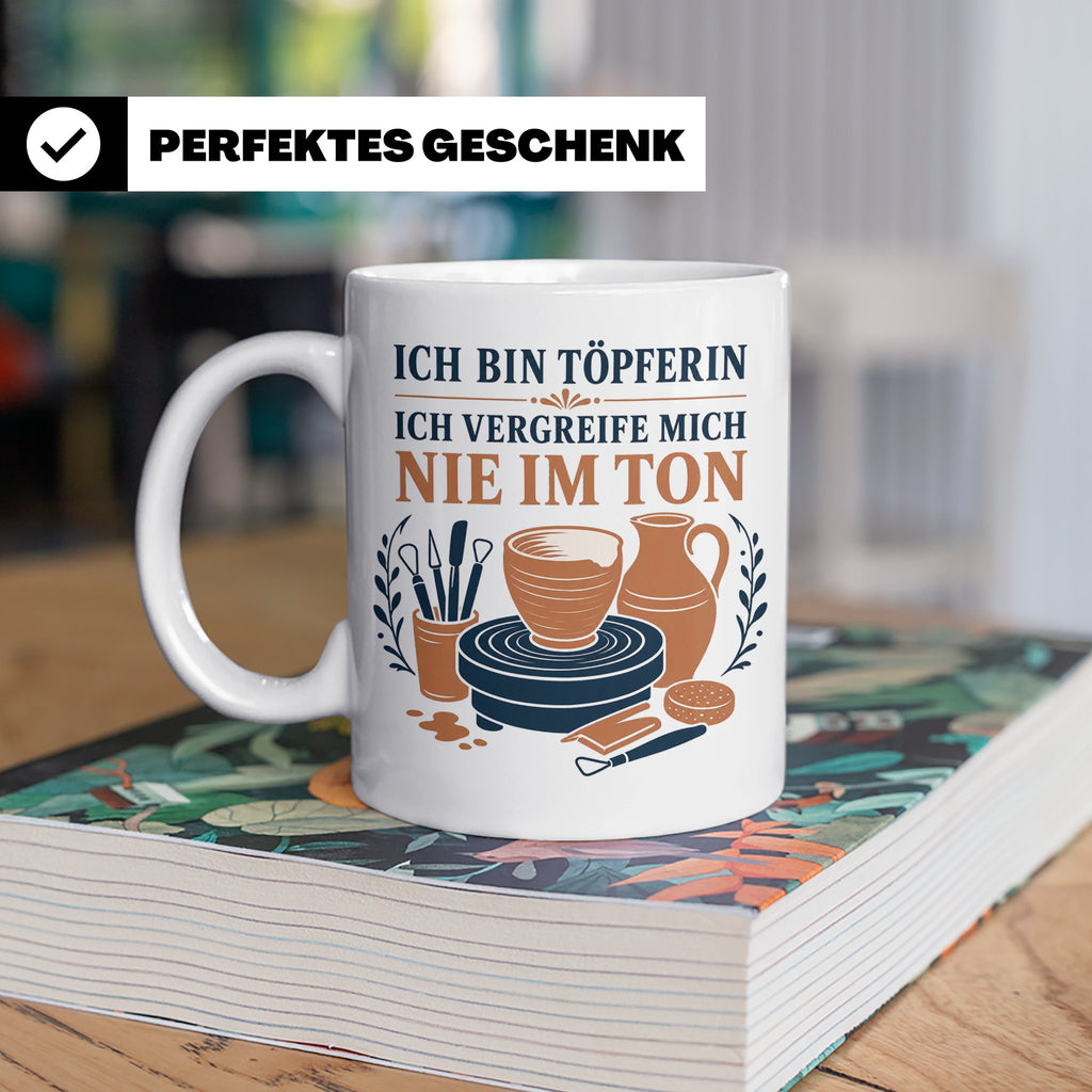 Töpfern Tasse Ich bin Töpferin ich vergreife mich nie im Ton – Weiß [farbe:weiß]