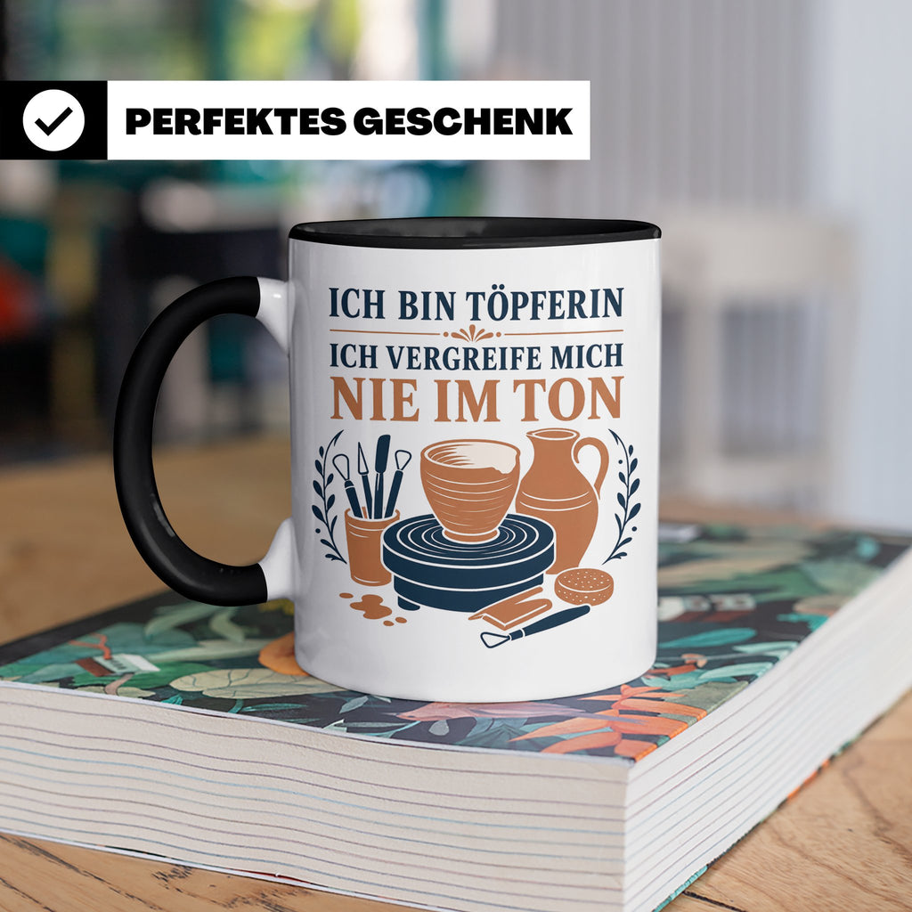 Töpfern Tasse Ich bin Töpferin ich vergreife mich nie im Ton – Schwarz [farbe:schwarz]