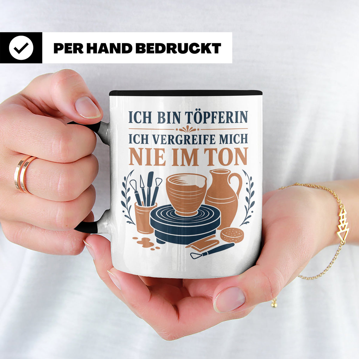 Töpfern Tasse Ich bin Töpferin ich vergreife mich nie im Ton – Schwarz [farbe:schwarz]