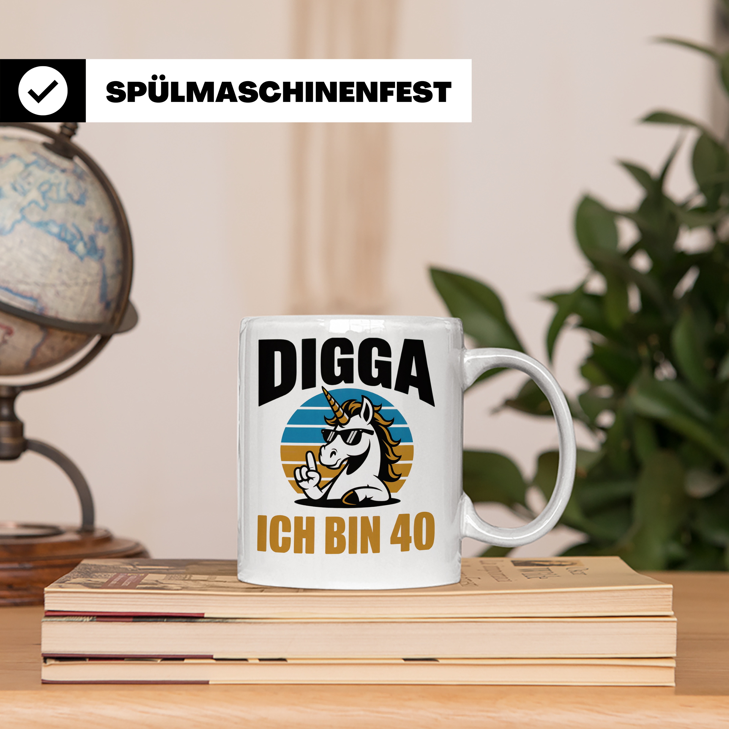 Digga Ich Bin 40 Tasse: Einhorn Geburtstag - 40. Geburtstag  – Weiß [farbe:weiß]