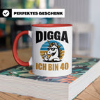 Digga Ich Bin 40 Tasse: Einhorn Geburtstag - 40. Geburtstag  – Rot [farbe:rot]