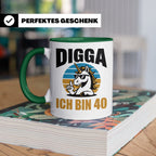Digga Ich Bin 40 Tasse: Einhorn Geburtstag - 40. Geburtstag  – Grün [farbe:grün]