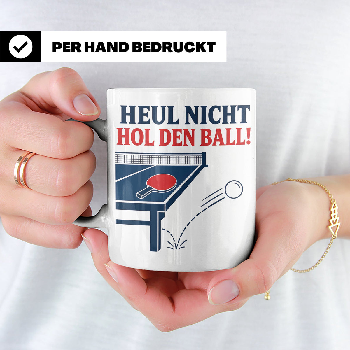 Tischtennis Tasse Heul nicht hol den Ball - Lustiges Geschen – Weiß [farbe:weiß]