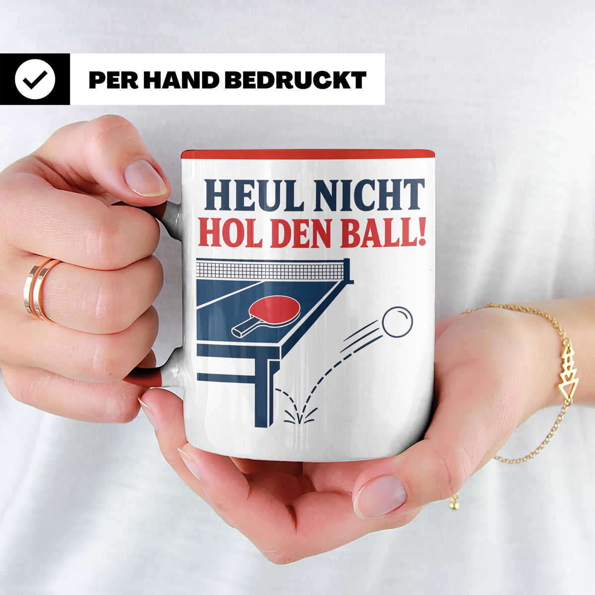 Tischtennis Tasse Heul nicht hol den Ball - Lustiges Geschen – Rot [farbe:rot]