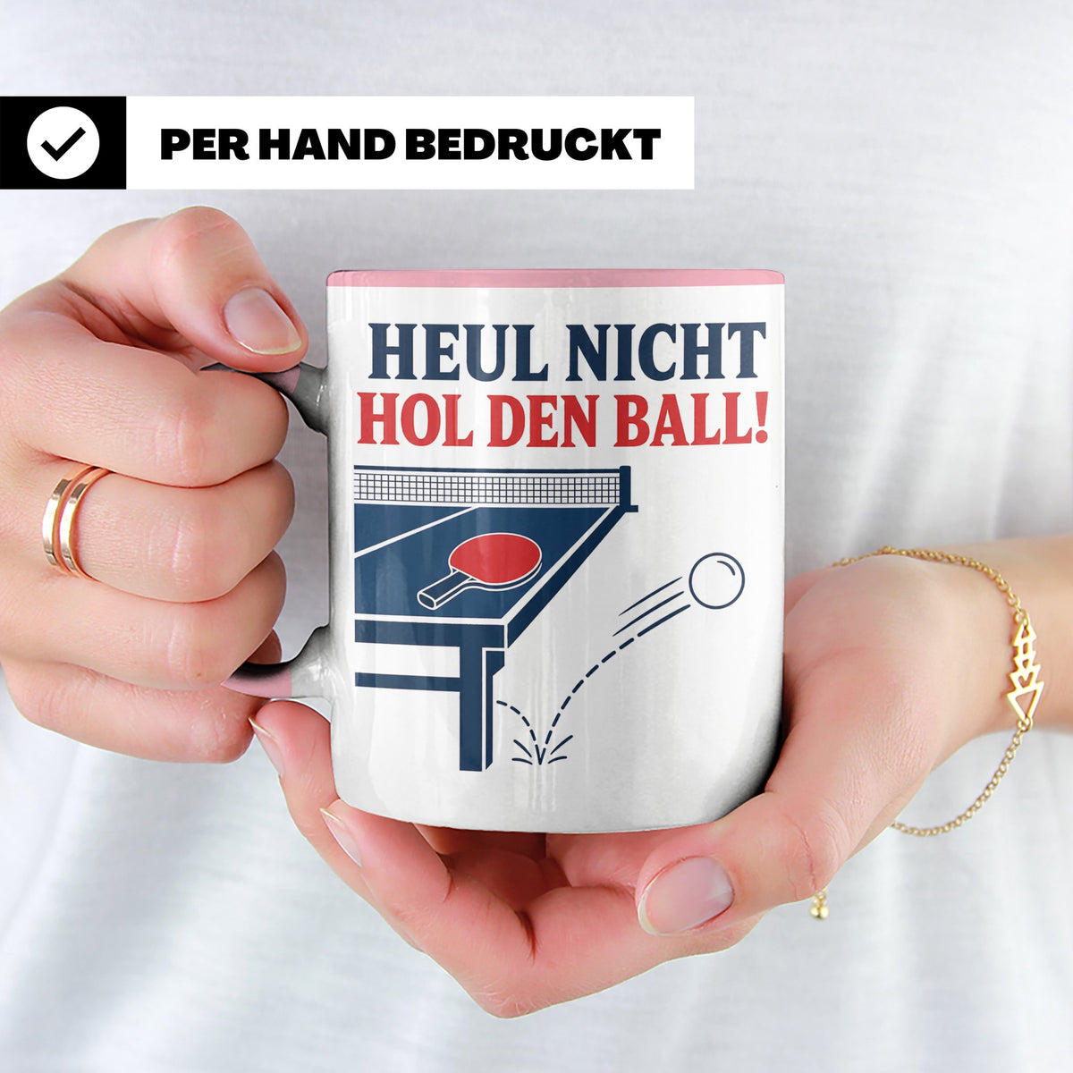 Tischtennis Tasse Heul nicht hol den Ball - Lustiges Geschen – Rosa [farbe:rosa]
