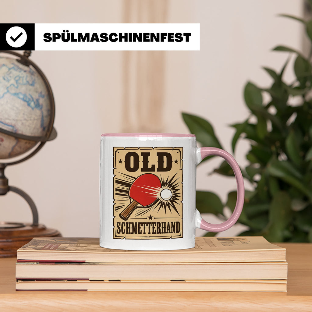 Tischtennis Tasse Old Schmetterhand - Lustiges Geschenk für  – Rosa [farbe:rosa]