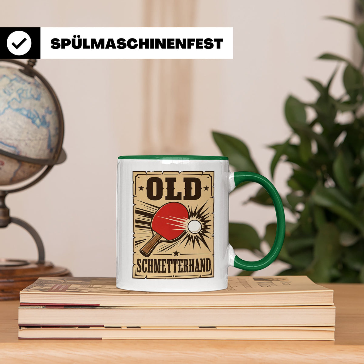 Tischtennis Tasse Old Schmetterhand - Lustiges Geschenk für  – Grün [farbe:grün]