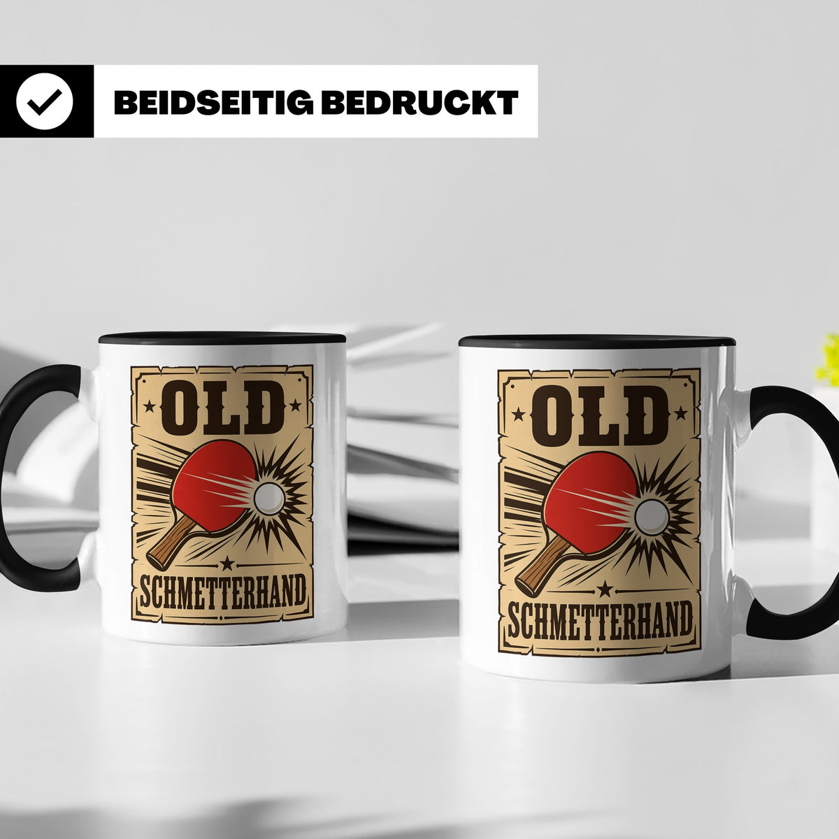 Tischtennis Tasse Old Schmetterhand - Lustiges Geschenk für  – Schwarz [farbe:schwarz]