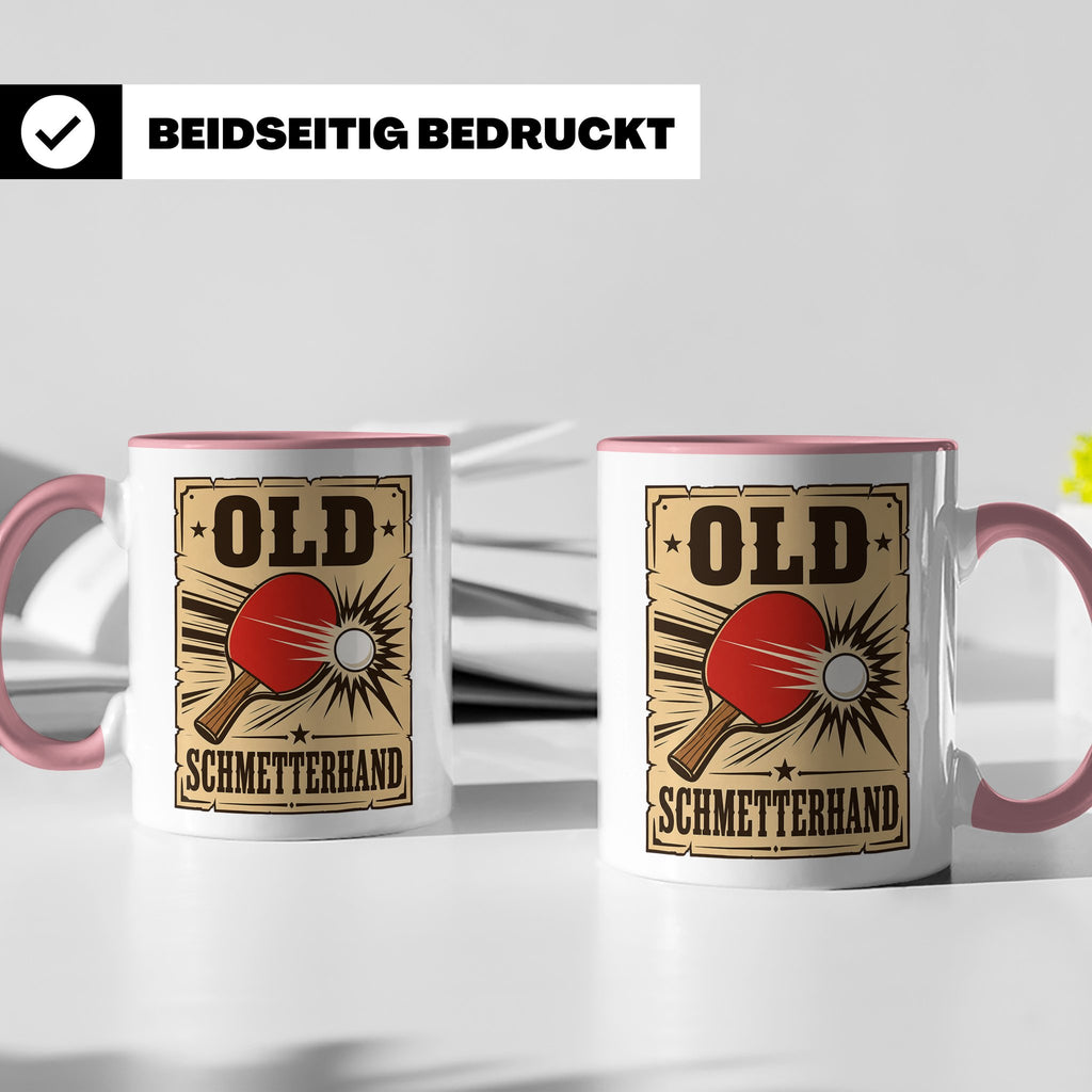 Tischtennis Tasse Old Schmetterhand - Lustiges Geschenk für  – Rosa [farbe:rosa]