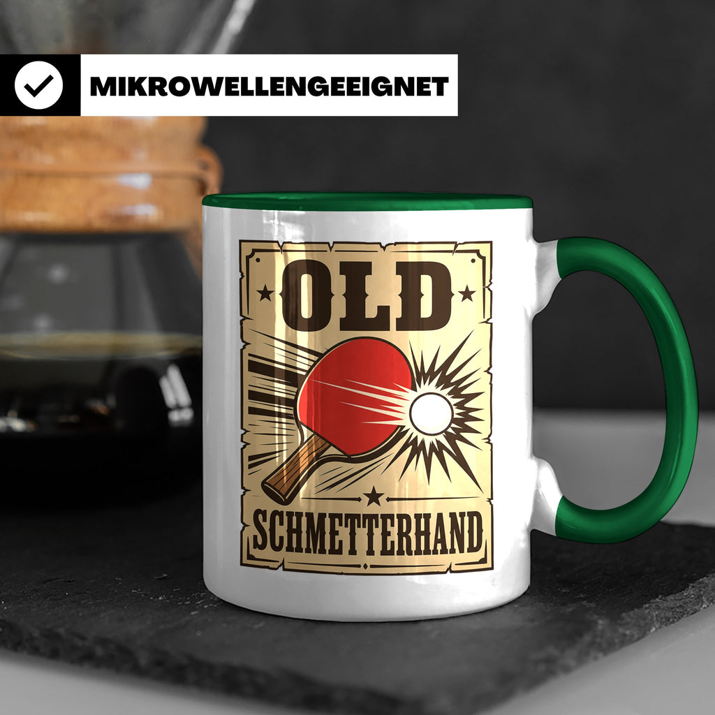 Tischtennis Tasse Old Schmetterhand - Lustiges Geschenk für  – Grün [farbe:grün]
