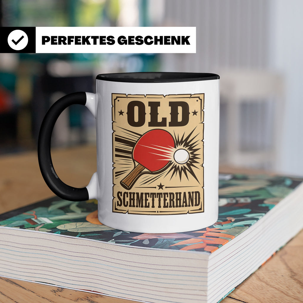 Tischtennis Tasse Old Schmetterhand - Lustiges Geschenk für  – Schwarz [farbe:schwarz]