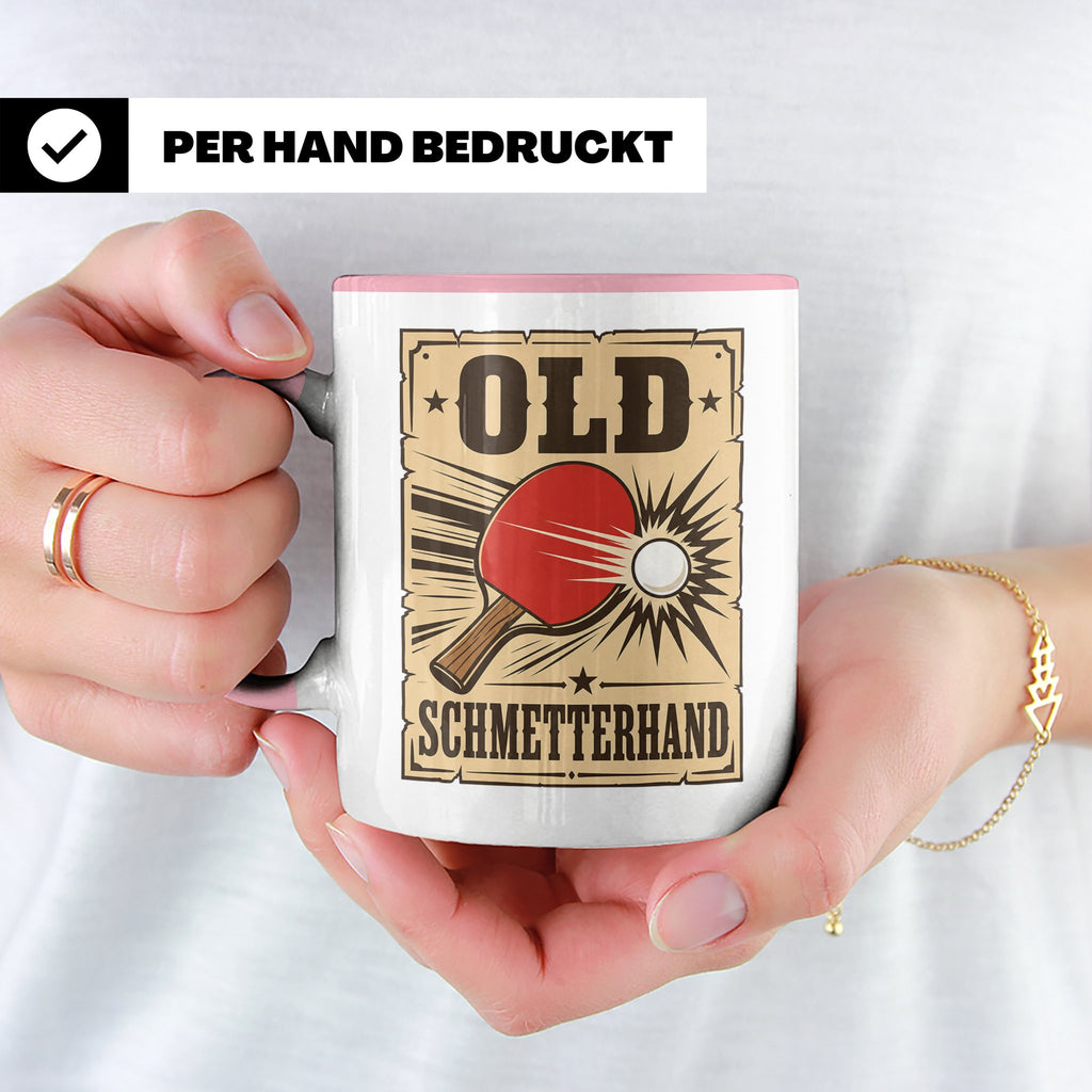 Tischtennis Tasse Old Schmetterhand - Lustiges Geschenk für  – Rosa [farbe:rosa]