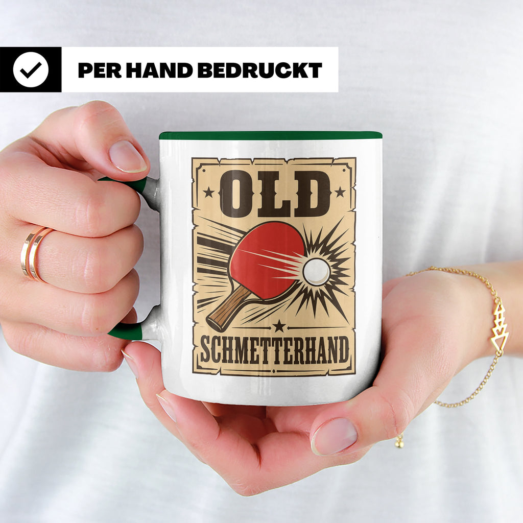 Tischtennis Tasse Old Schmetterhand - Lustiges Geschenk für  – Grün [farbe:grün]