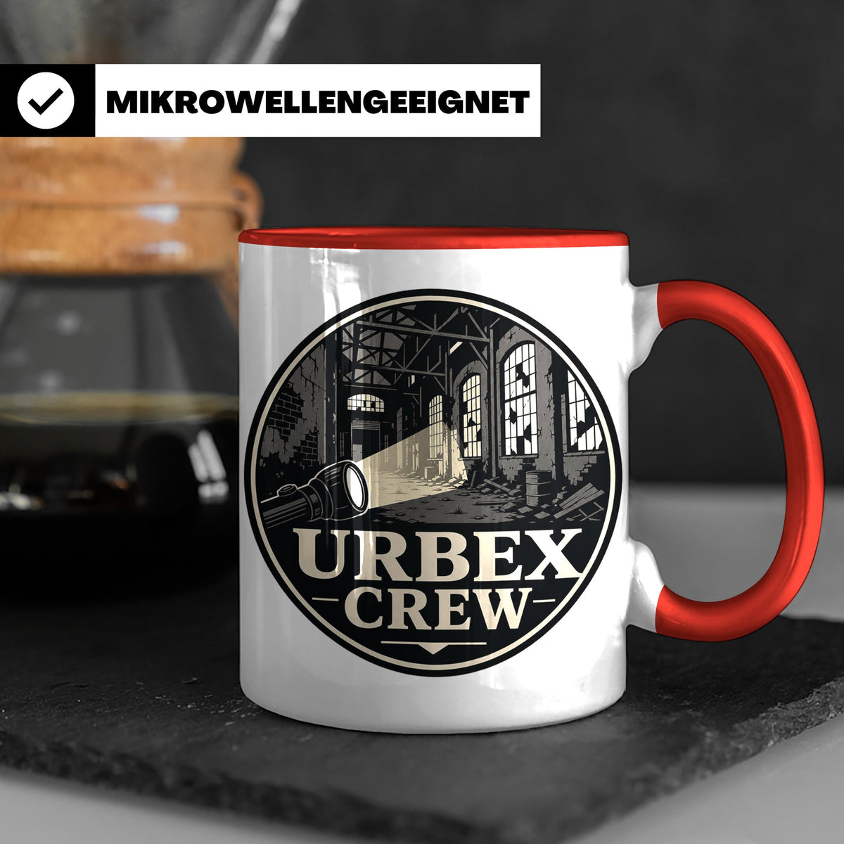 Urbex Tasse Urbex Crew - Geschenk für Lost Places Fotografen – Rot [farbe:rot]
